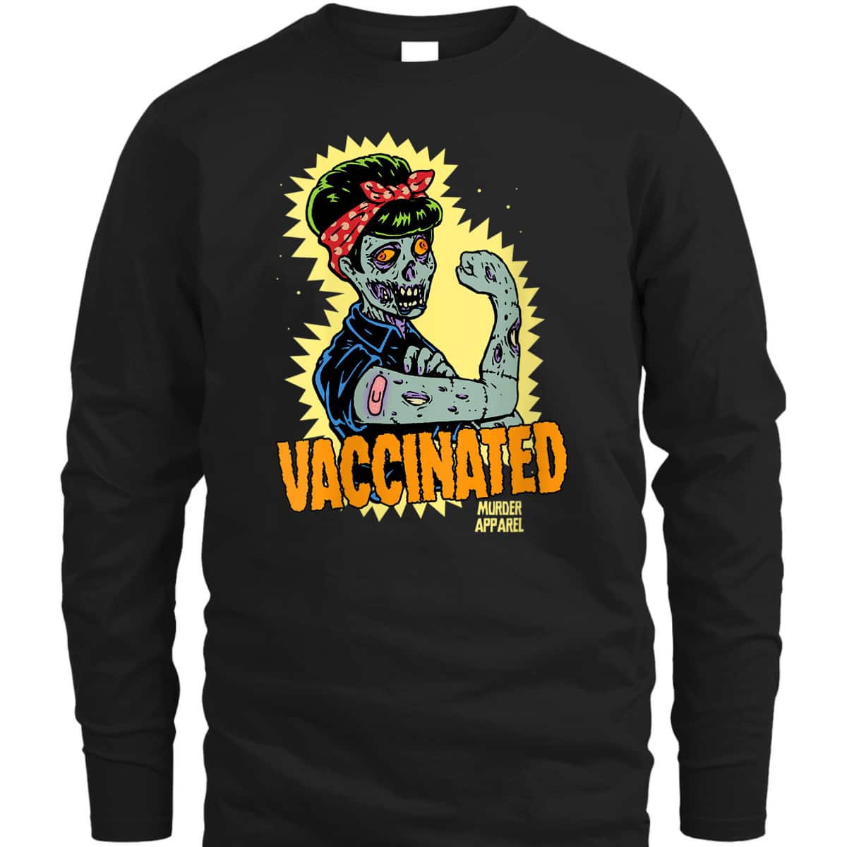 Womens Vaccinated Zombie Rosie Girl Power Feminist Goth Retro T-Shirt