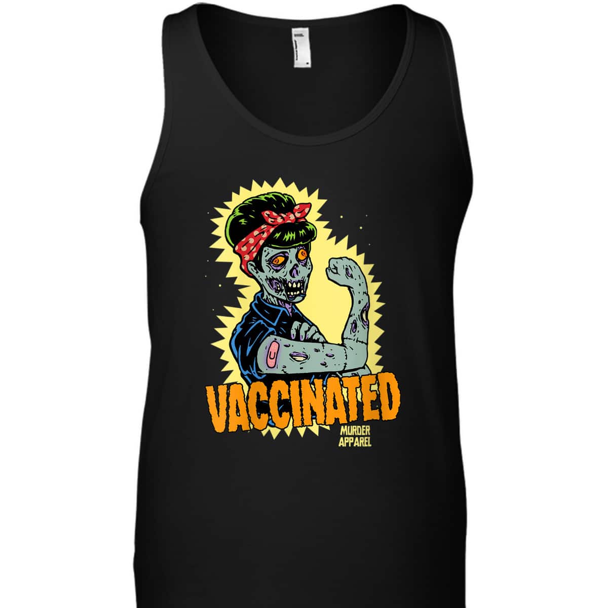 Womens Vaccinated Zombie Rosie Girl Power Feminist Goth Retro T-Shirt