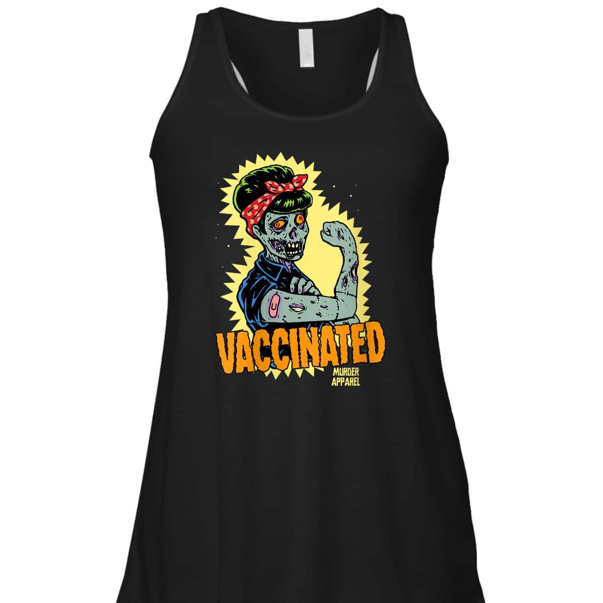 Womens Vaccinated Zombie Rosie Girl Power Feminist Goth Retro T-Shirt