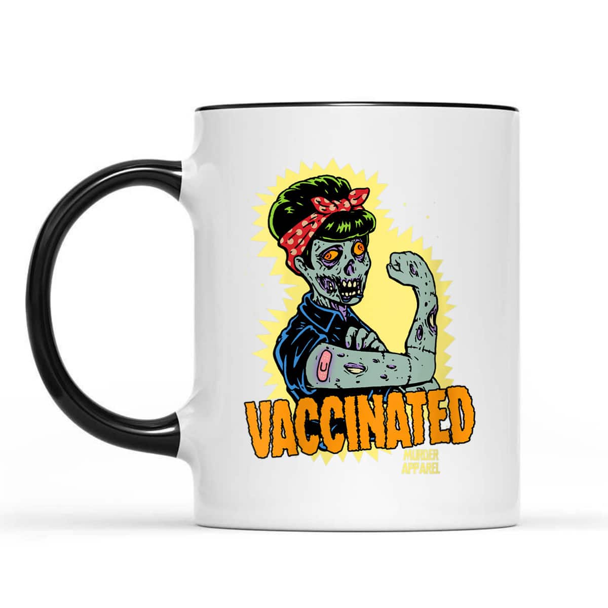 Womens Vaccinated Zombie Rosie Girl Power Feminist Goth Retro T-Shirt