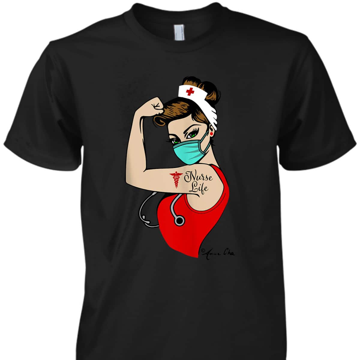 Nurse Life Girl Power Pin Up Rosie Caretaker Medical Retro T-Shirt
