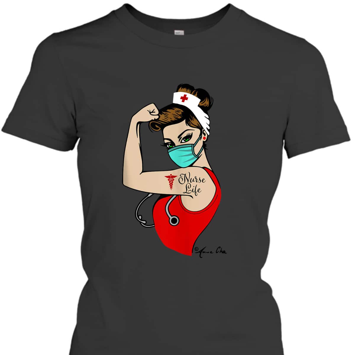 Nurse Life Girl Power Pin Up Rosie Caretaker Medical Retro T-Shirt