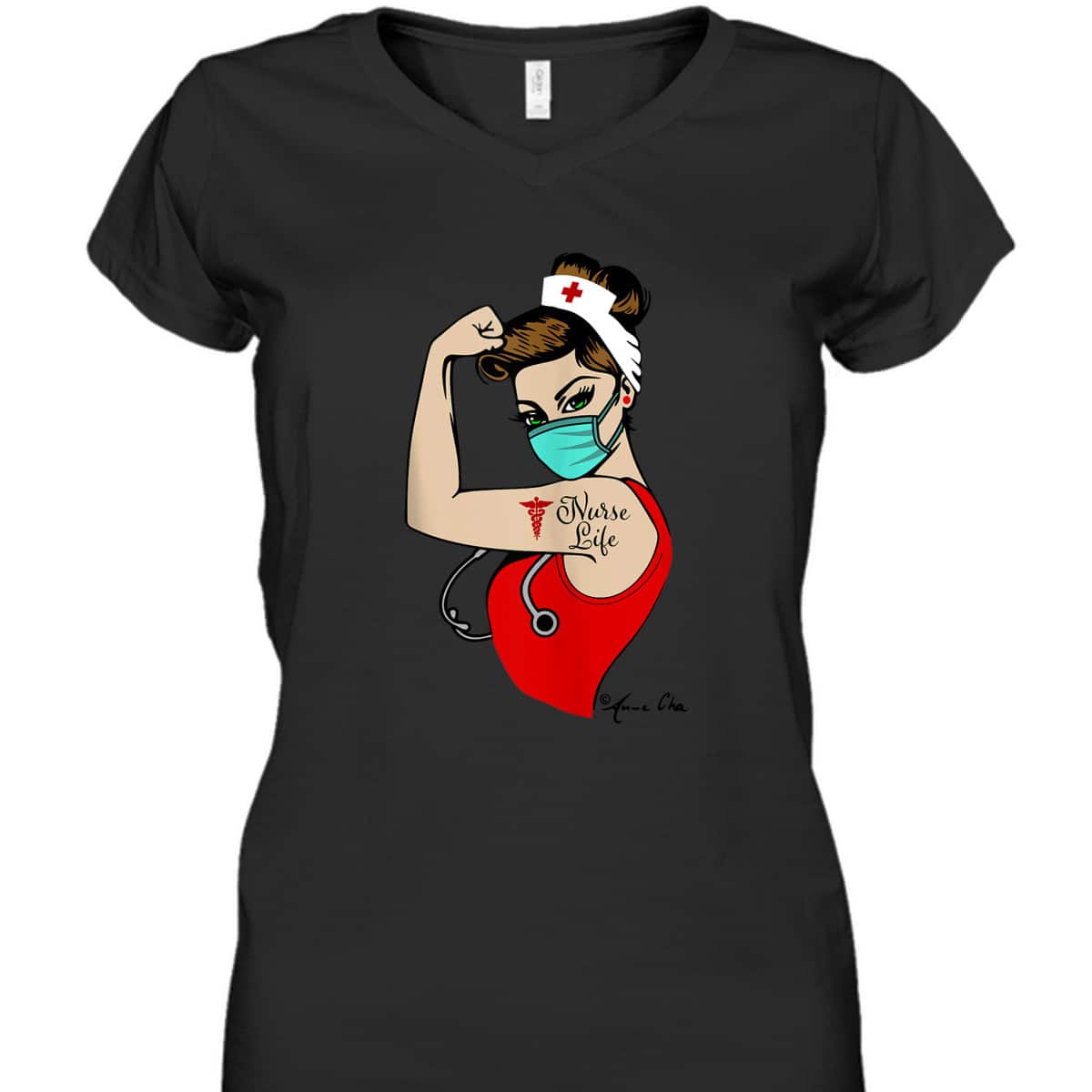 Nurse Life Girl Power Pin Up Rosie Caretaker Medical Retro T-Shirt