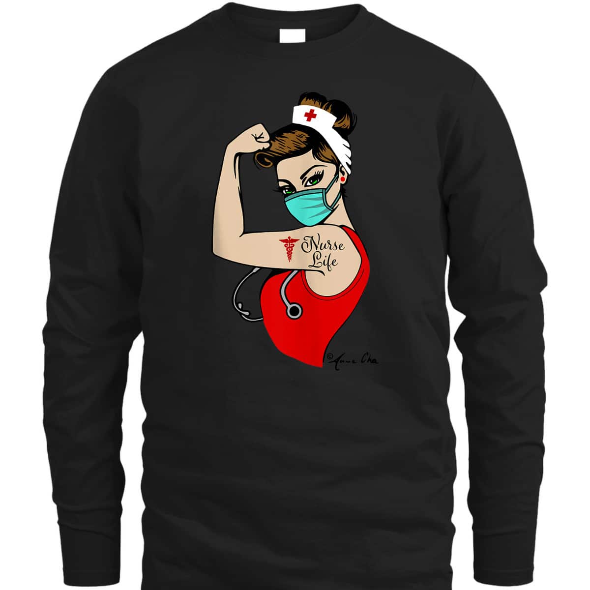 Nurse Life Girl Power Pin Up Rosie Caretaker Medical Retro T-Shirt