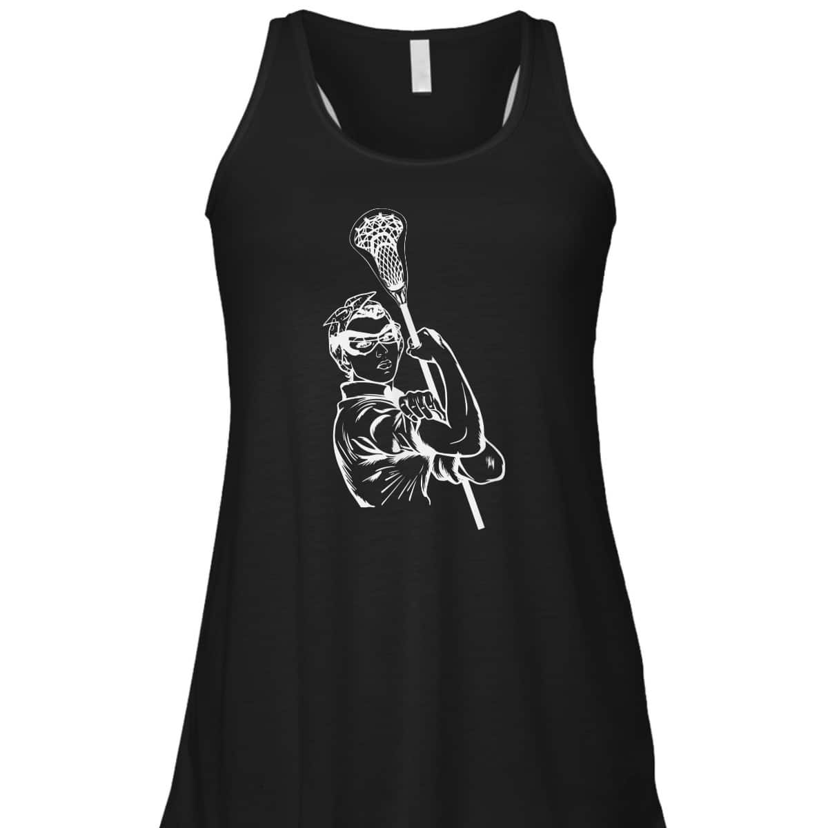 Fun Lacrosse Women Rosie The Riveter Girl Power LAX T-Shirt