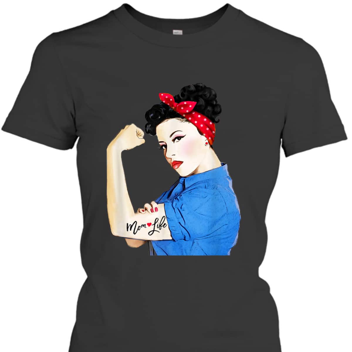 Mom Life Tattoo Heart Girl Power Pinup Retro Mommy T-Shirt