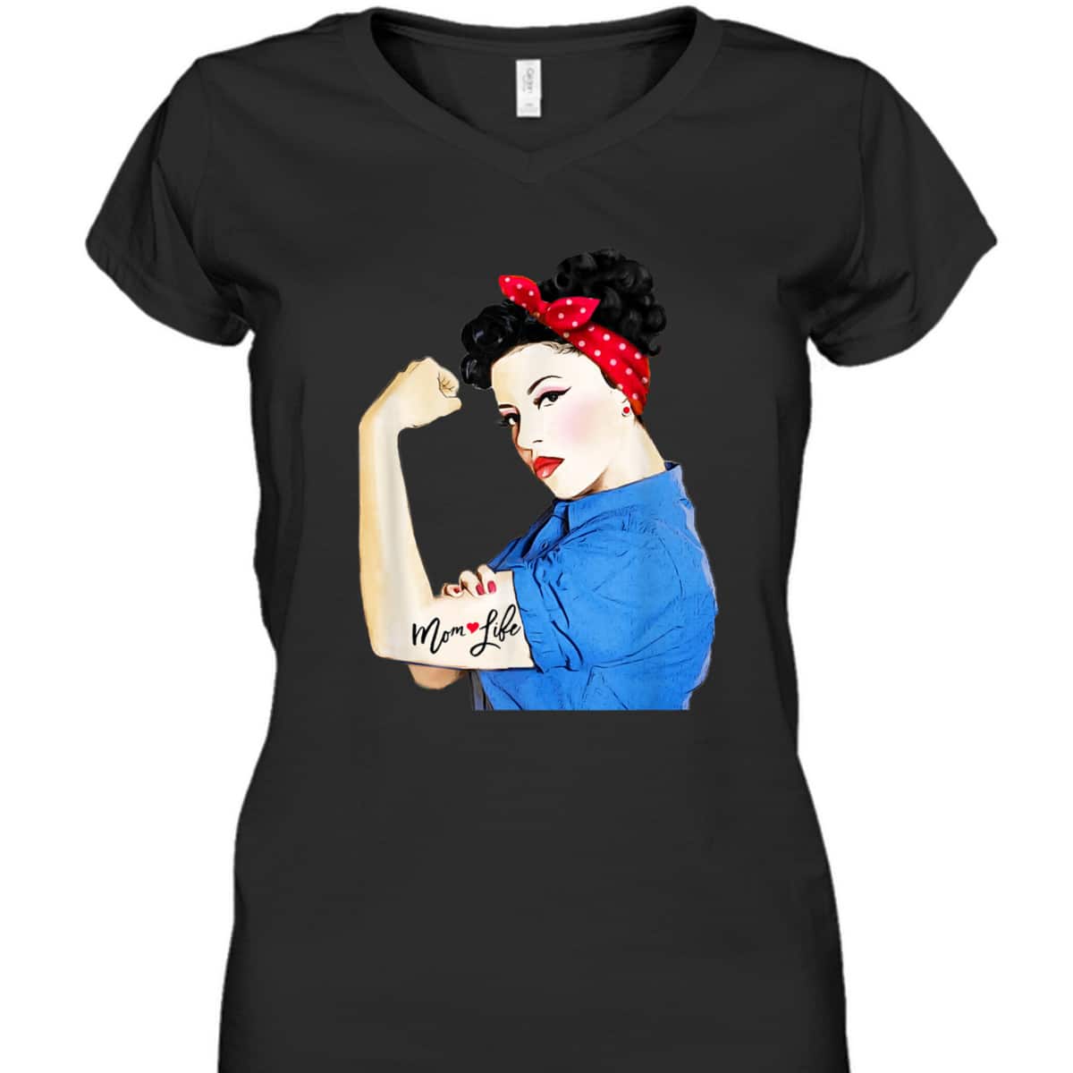 Mom Life Tattoo Heart Girl Power Pinup Retro Mommy T-Shirt