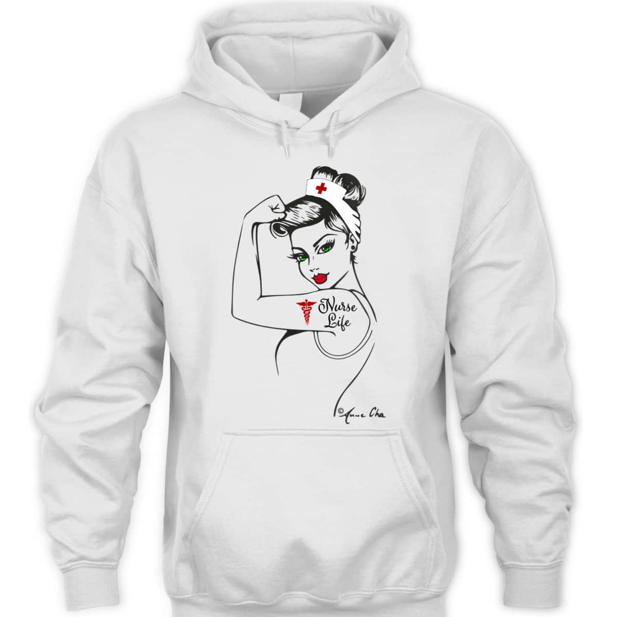 Womens Nurse Life Girl Power Modern Rosie The Riveter Medical Retro T-Shirt