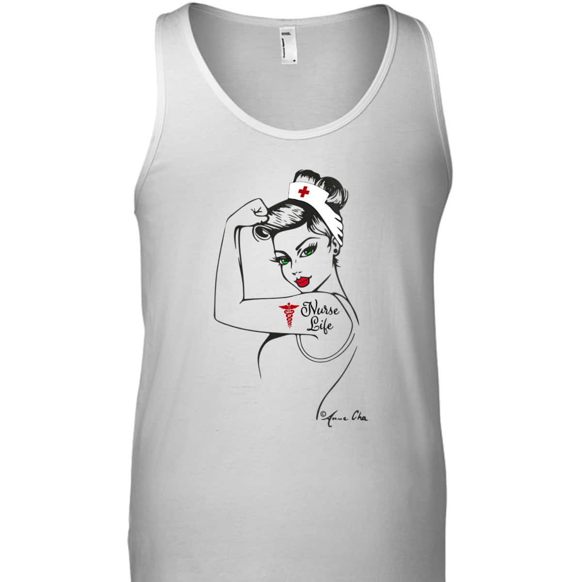 Womens Nurse Life Girl Power Modern Rosie The Riveter Medical Retro T-Shirt
