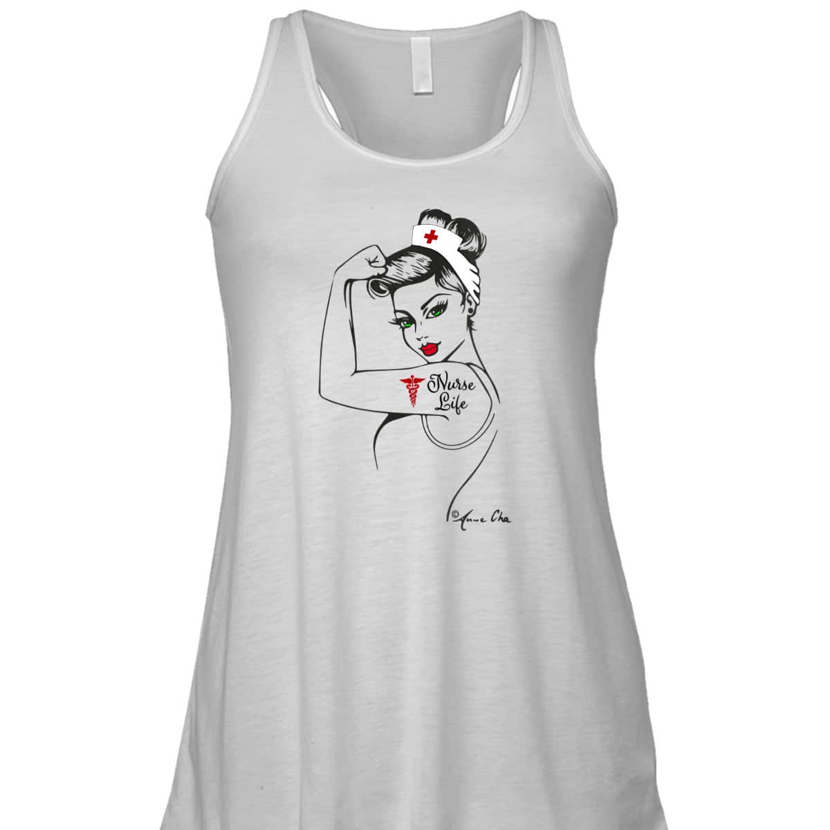 Womens Nurse Life Girl Power Modern Rosie The Riveter Medical Retro T-Shirt