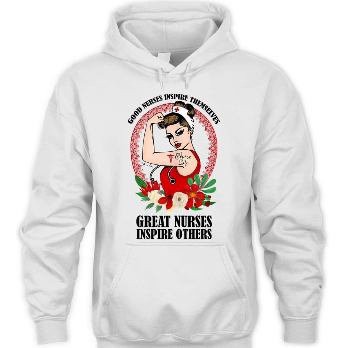 Nurse Life Girl Power Pin Up Rosie The Riveter Modern Art T-Shirt