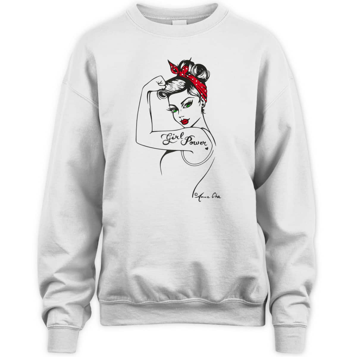 Womens Girl Power Pin Up Art Vintage Retro Style Feminist Icon Red T-Shirt