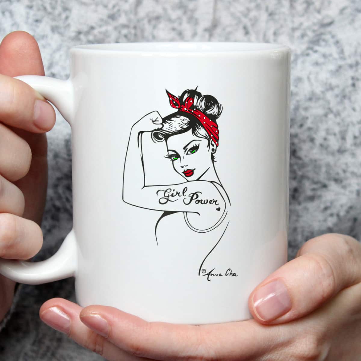 Womens Girl Power Pin Up Art Vintage Retro Style Feminist Icon Red T-Shirt