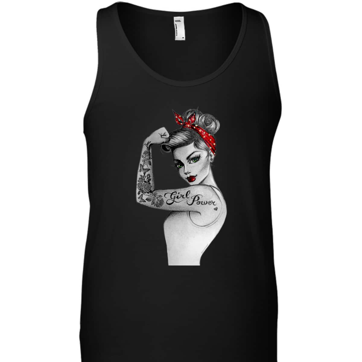 Womens Girl Power Pin Up Arm Sleeve Tattoo Ink Retro Vintage Rosie T-Shirt
