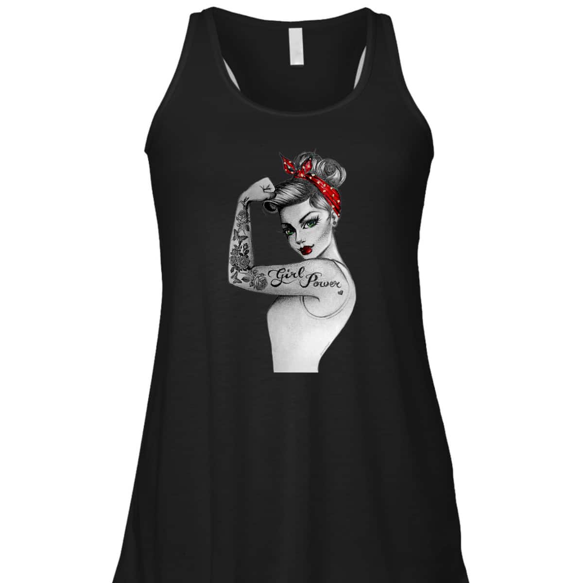Womens Girl Power Pin Up Arm Sleeve Tattoo Ink Retro Vintage Rosie T-Shirt
