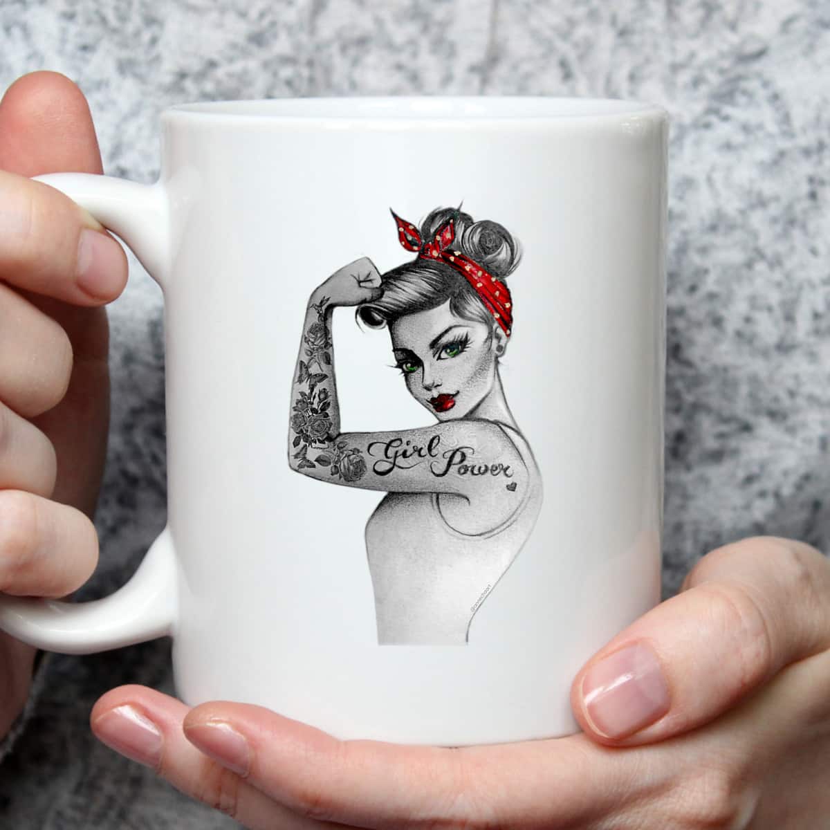 Womens Girl Power Pin Up Arm Sleeve Tattoo Ink Retro Vintage Rosie T-Shirt