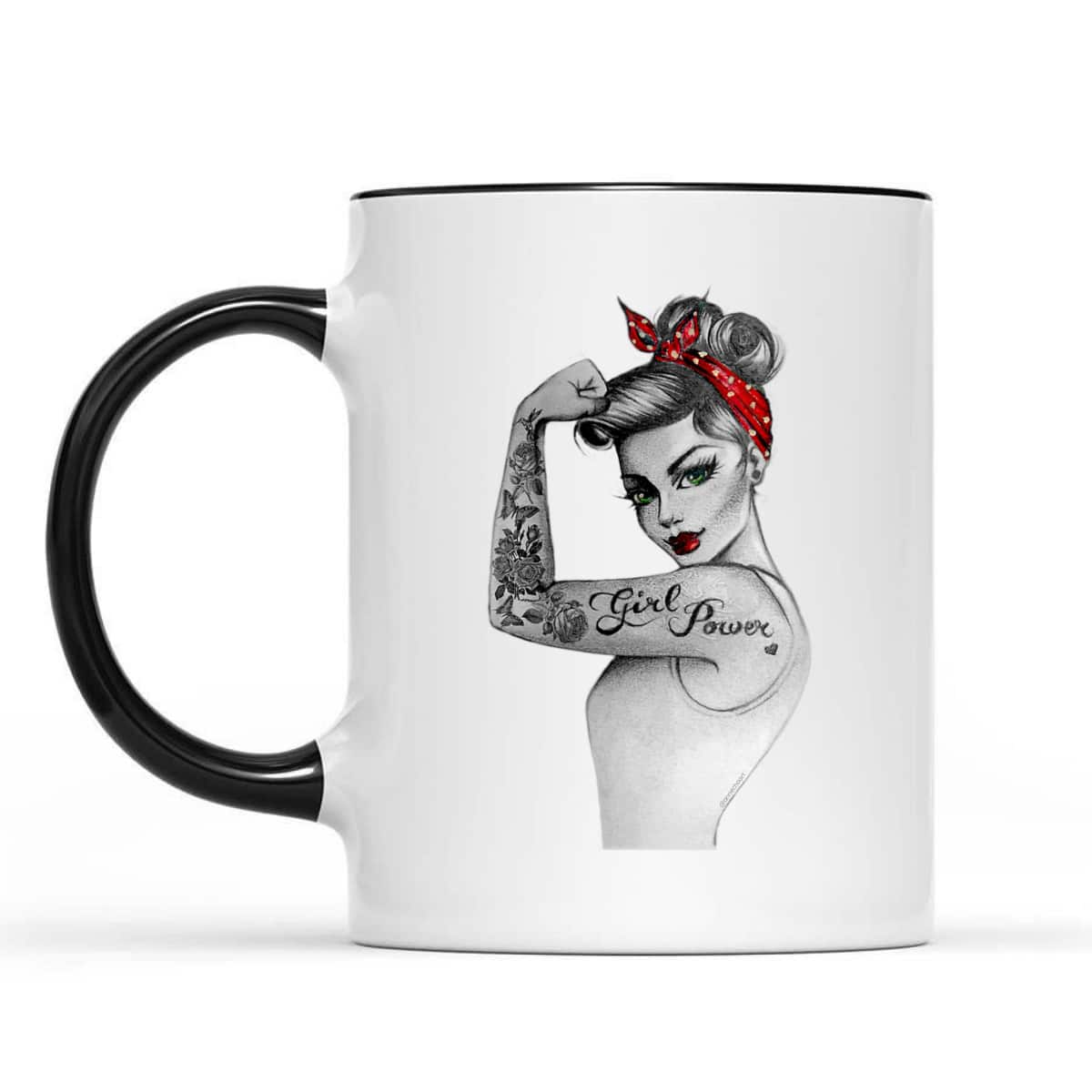 Womens Girl Power Pin Up Arm Sleeve Tattoo Ink Retro Vintage Rosie T-Shirt