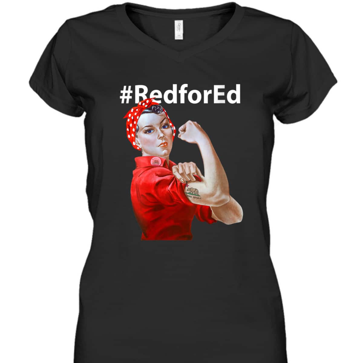Womens Red For Ed California Rosie The Riveter T-Shirt Womens Red For Ed California Rosie The Riveter T-Shirt
