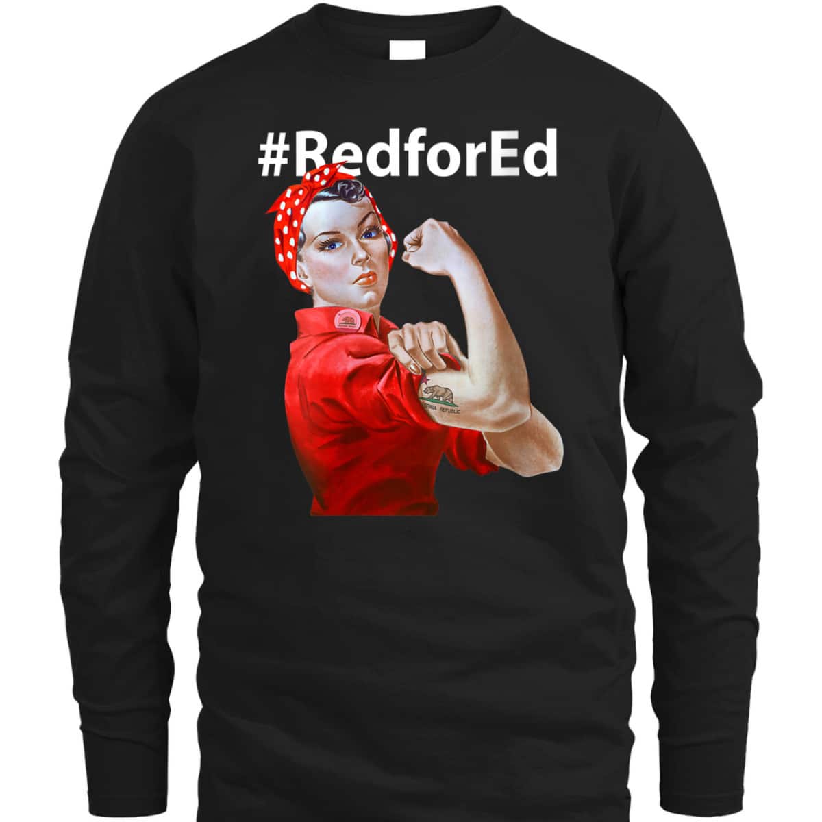 Womens Red For Ed California Rosie The Riveter T-Shirt