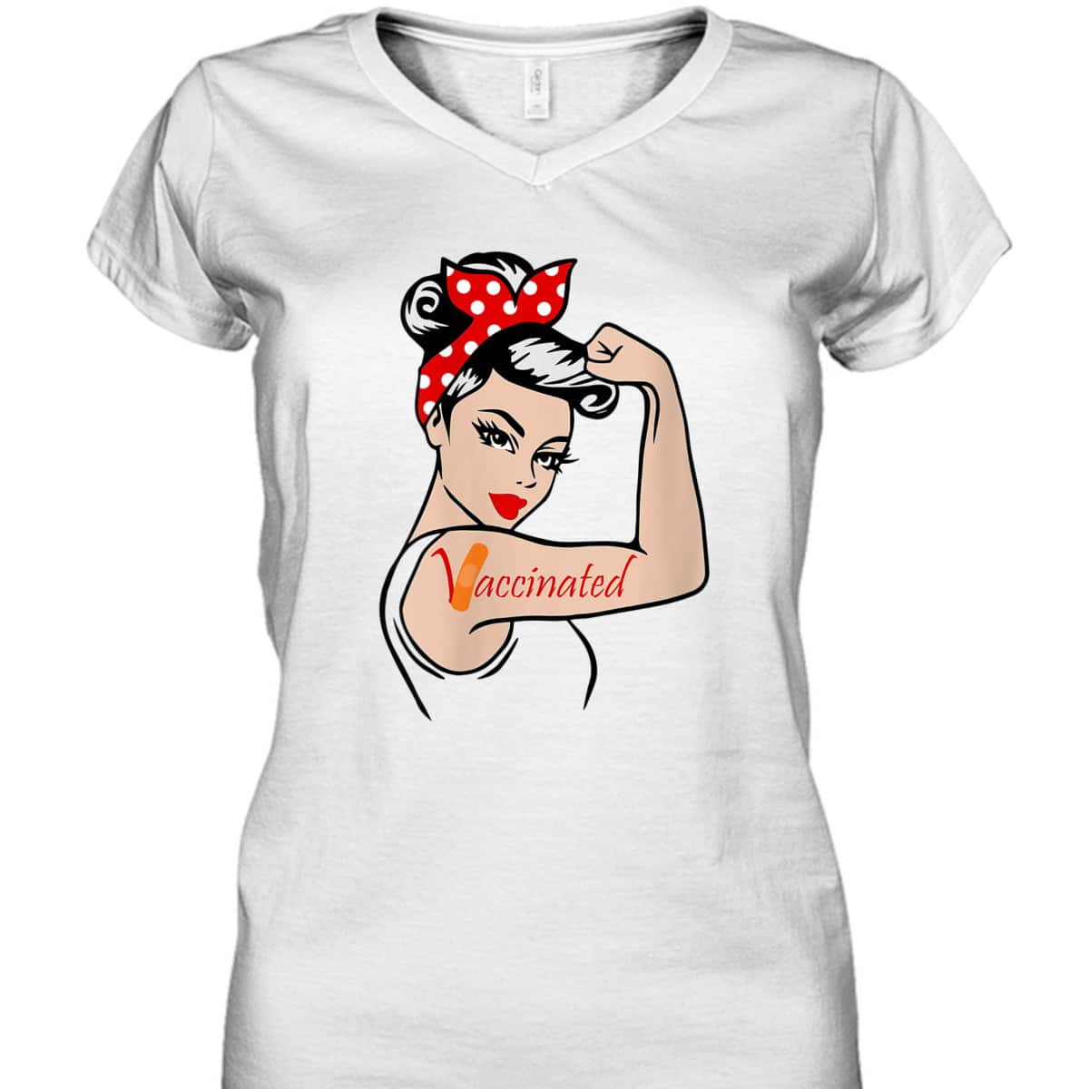 Womens Vaccinated Rosie The Riveter T-Shirt Womens Vaccinated Rosie The Riveter T-Shirt