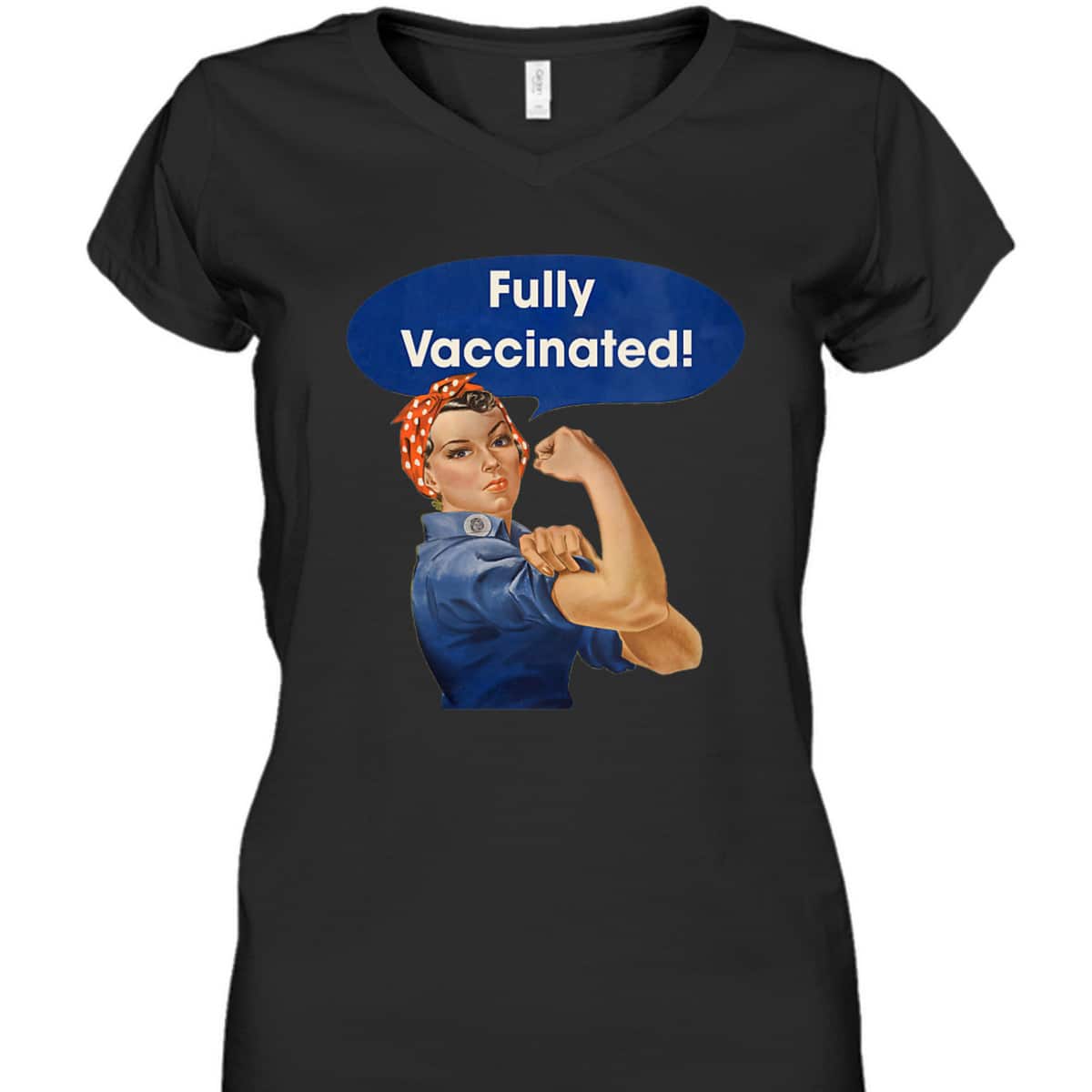 Womens Vaccinated Fully Rosie The Riveter I'm Vaccinated Womens T-Shirt