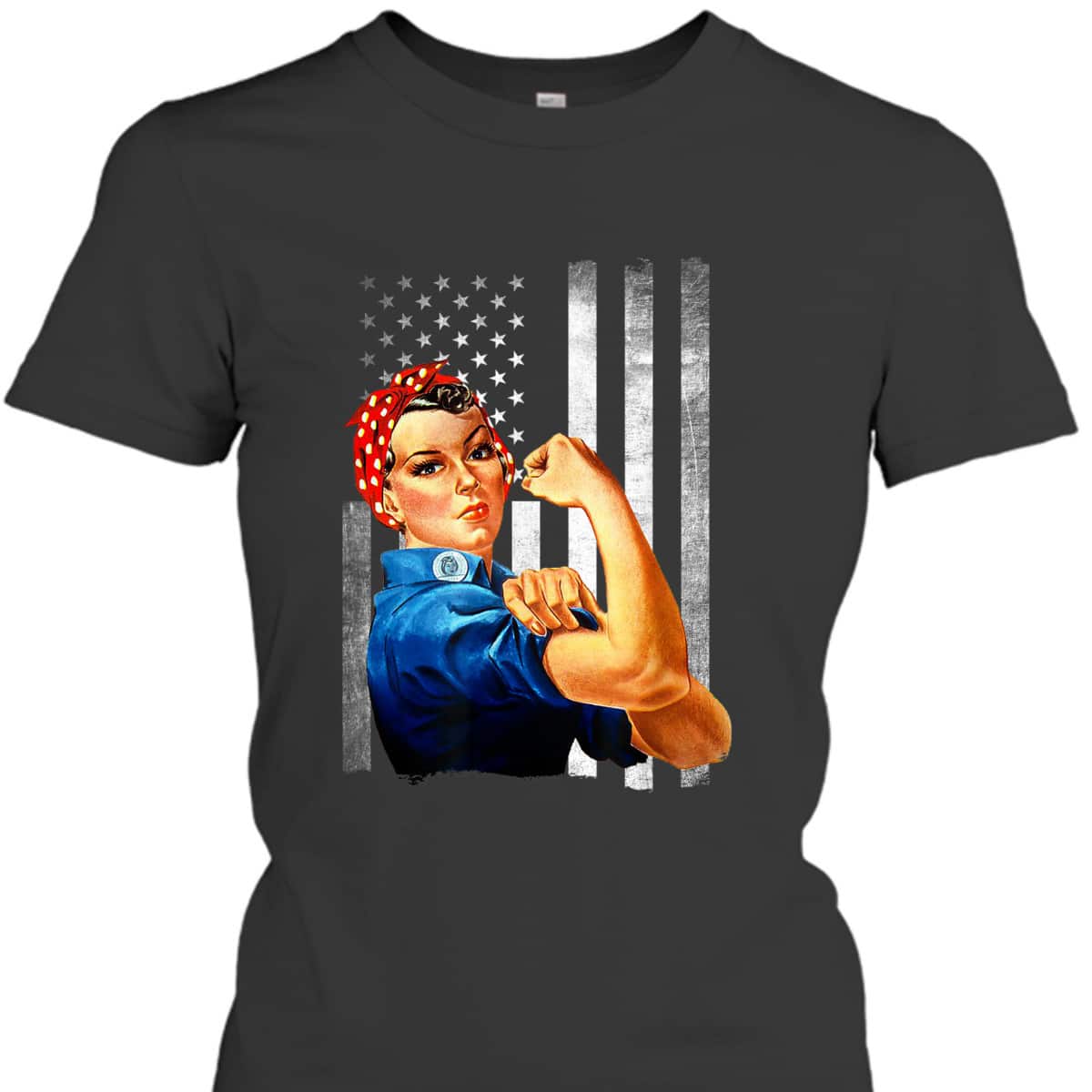 Rosie The Riveter WWII US Flag T-Shirt