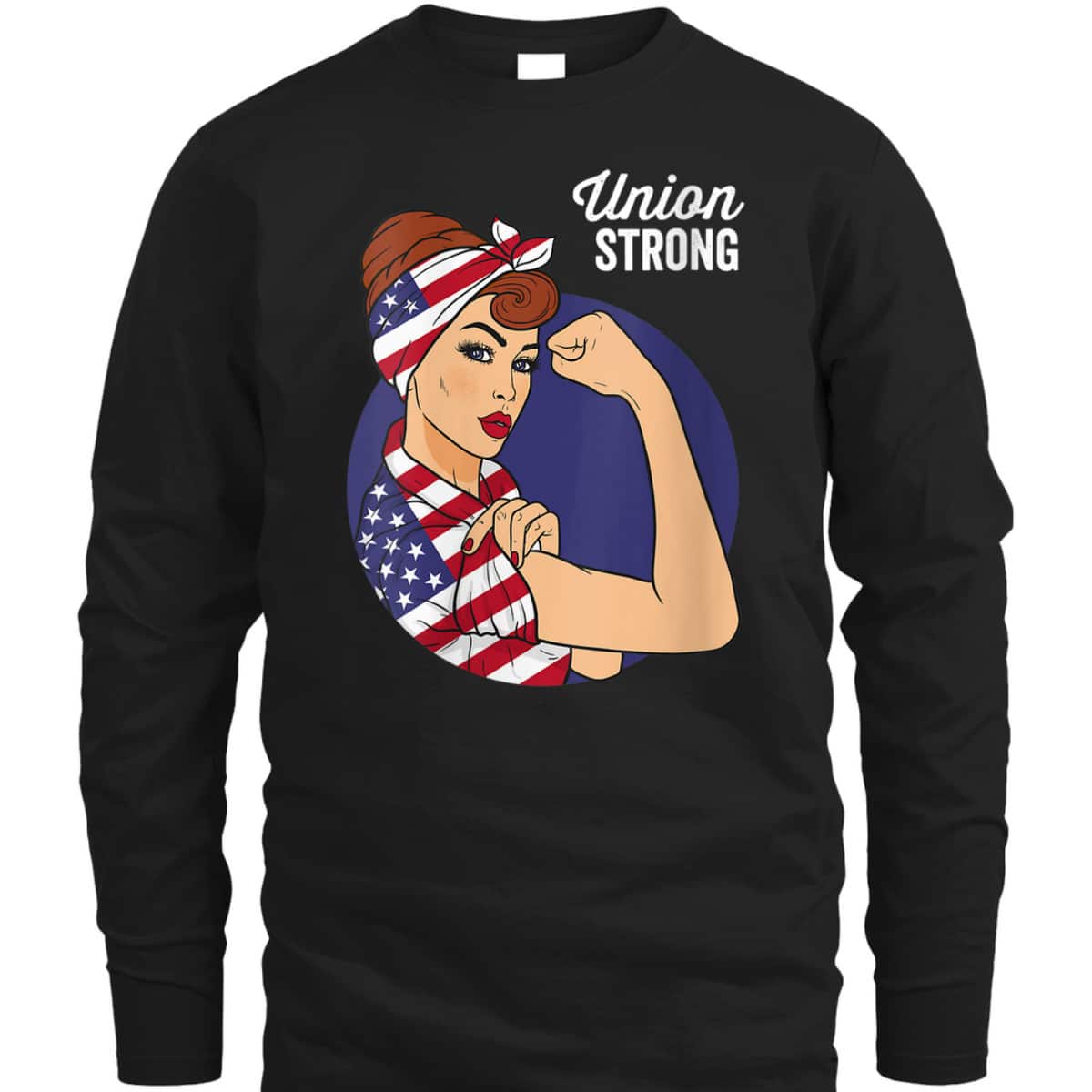 Womens Union Labor Day Rosie The Riveter USA Flag T-Shirt