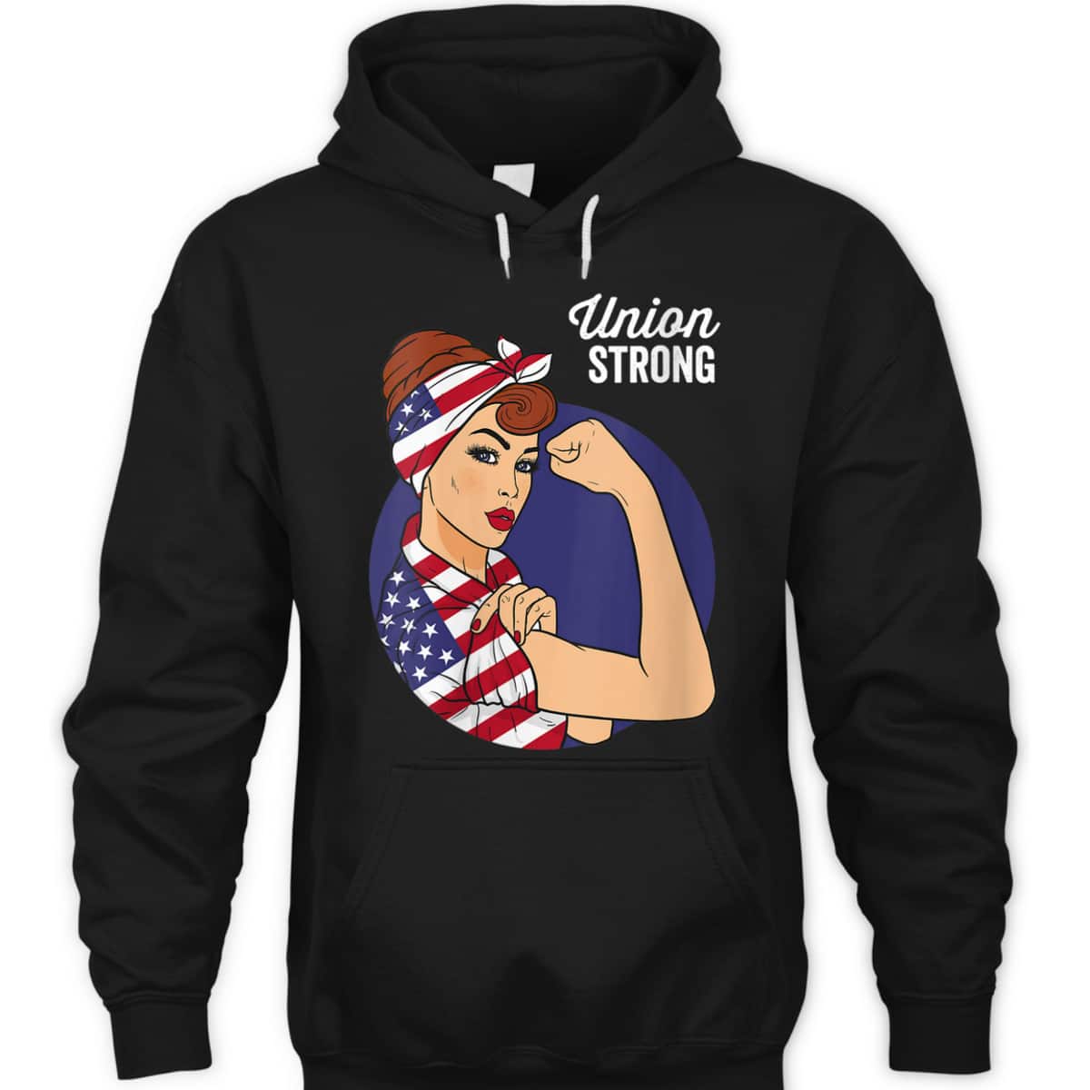 Womens Union Labor Day Rosie The Riveter USA Flag T-Shirt