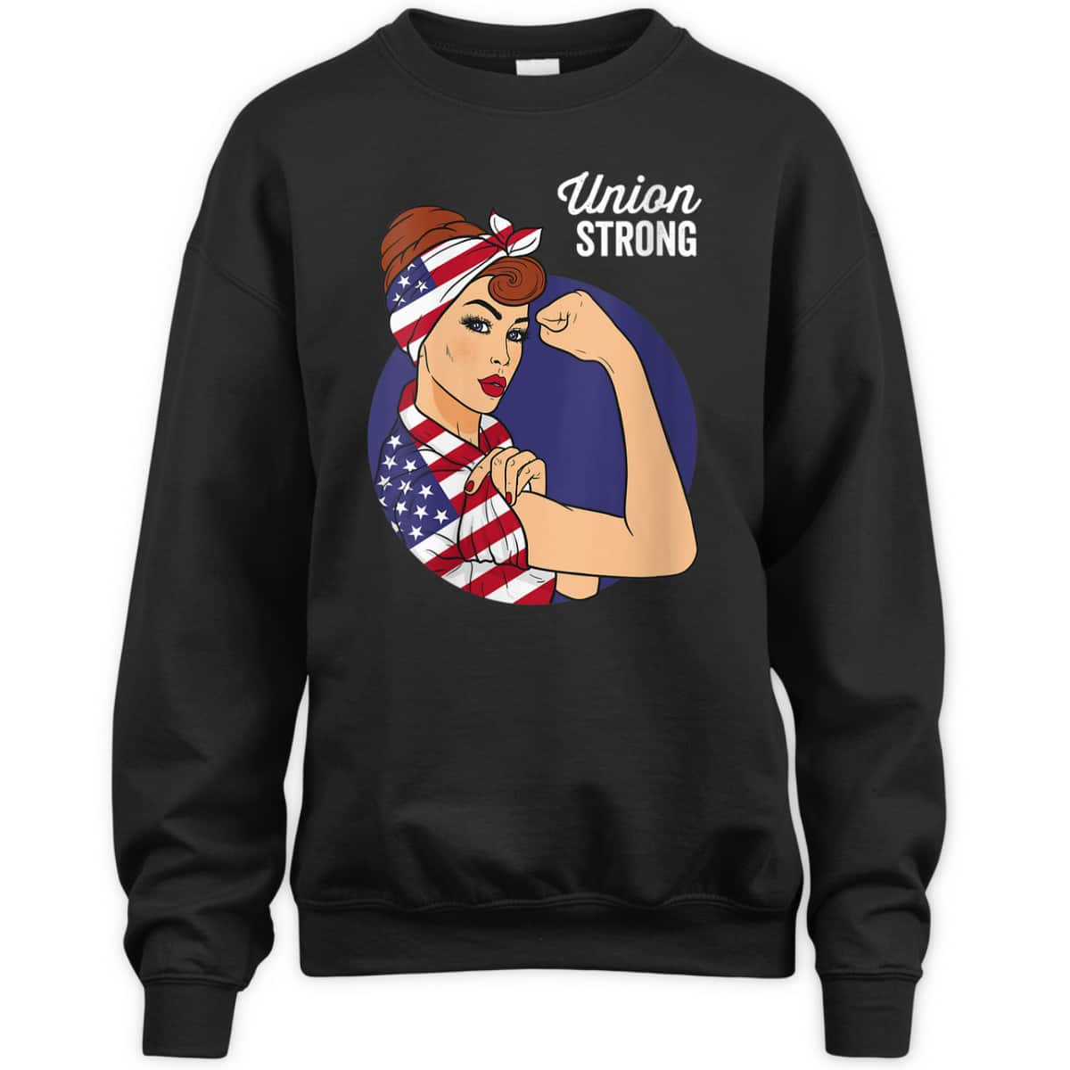 Womens Union Labor Day Rosie The Riveter USA Flag T-Shirt