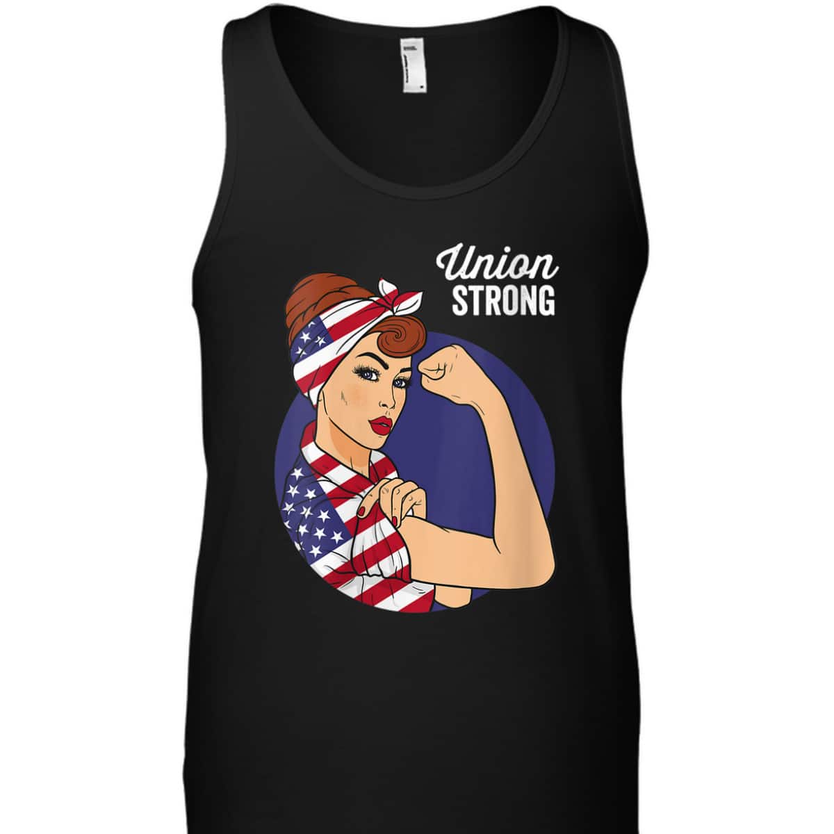 Womens Union Labor Day Rosie The Riveter USA Flag T-Shirt