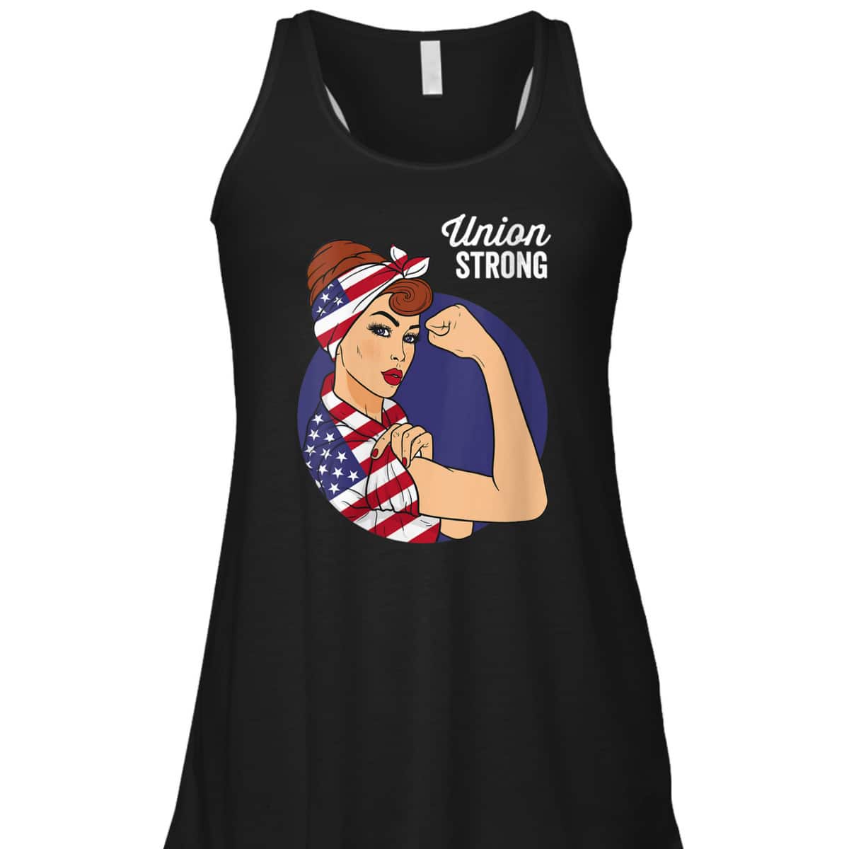 Womens Union Labor Day Rosie The Riveter USA Flag T-Shirt