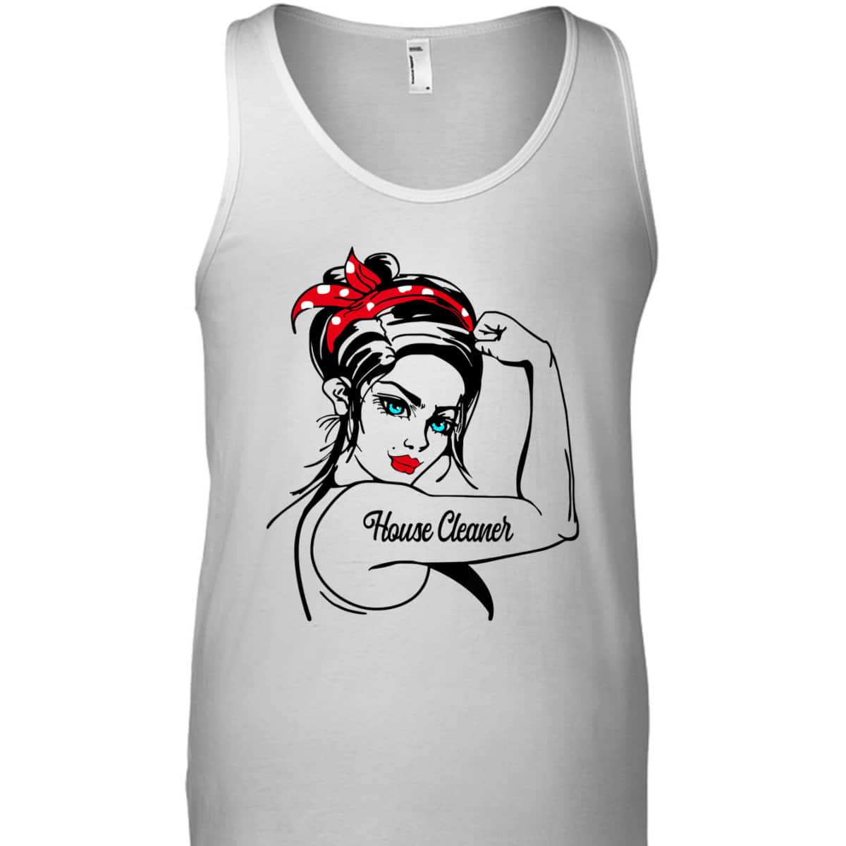 Female House Cleaner Rosie The Riveter Pin Up Girl T-Shirt
