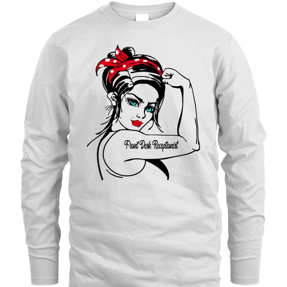 Front Desk Receptionist Rosie The Riveter Pin Up T-Shirt