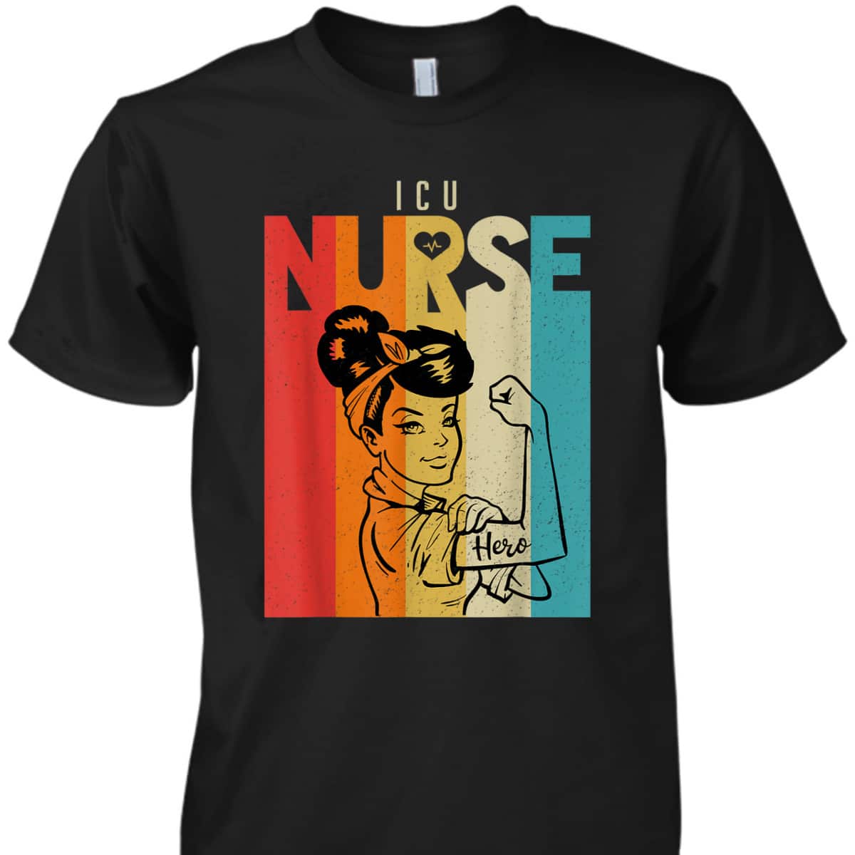 Vintage Rosie The Riveter ICU Nurse T-Shirt
