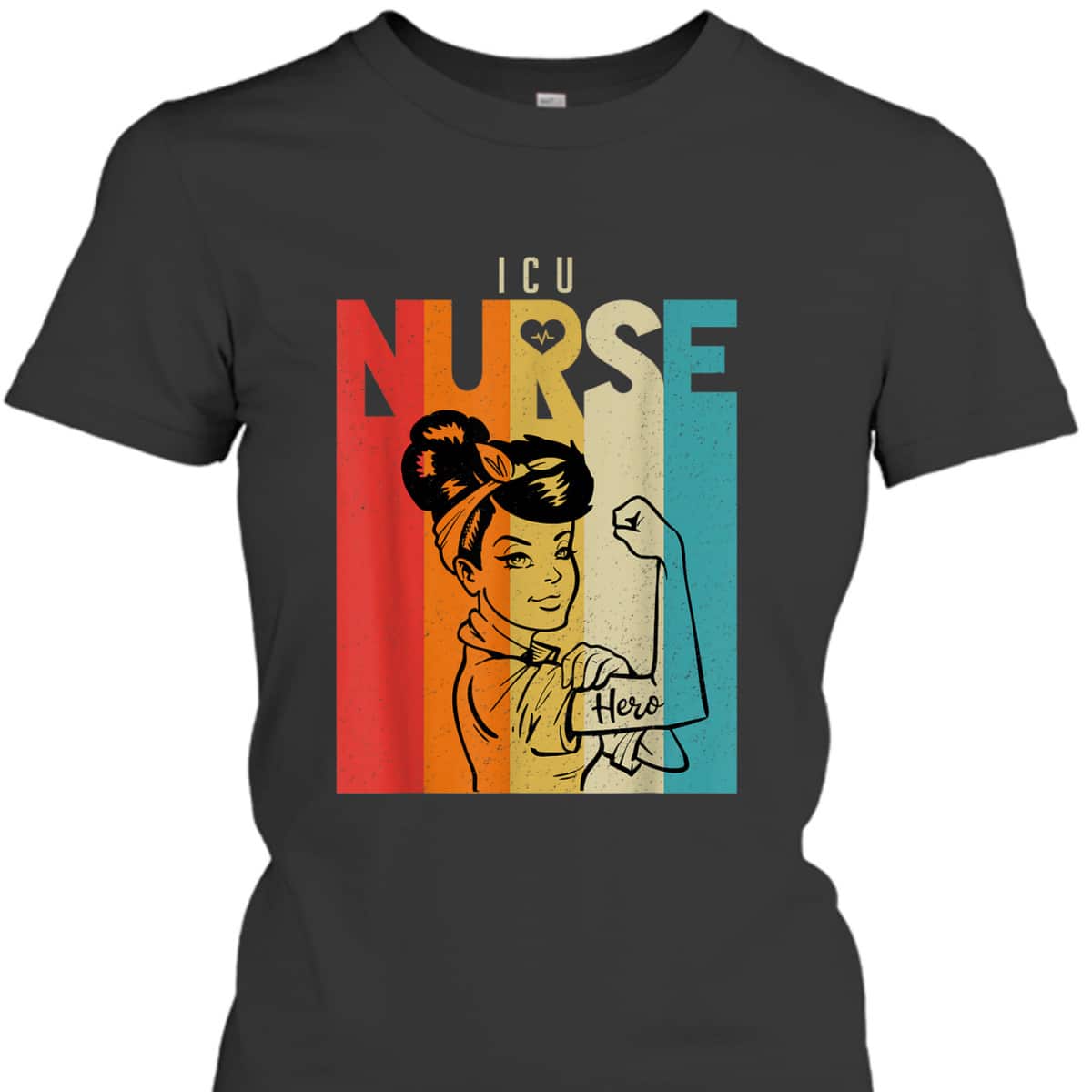 Vintage Rosie The Riveter ICU Nurse T-Shirt