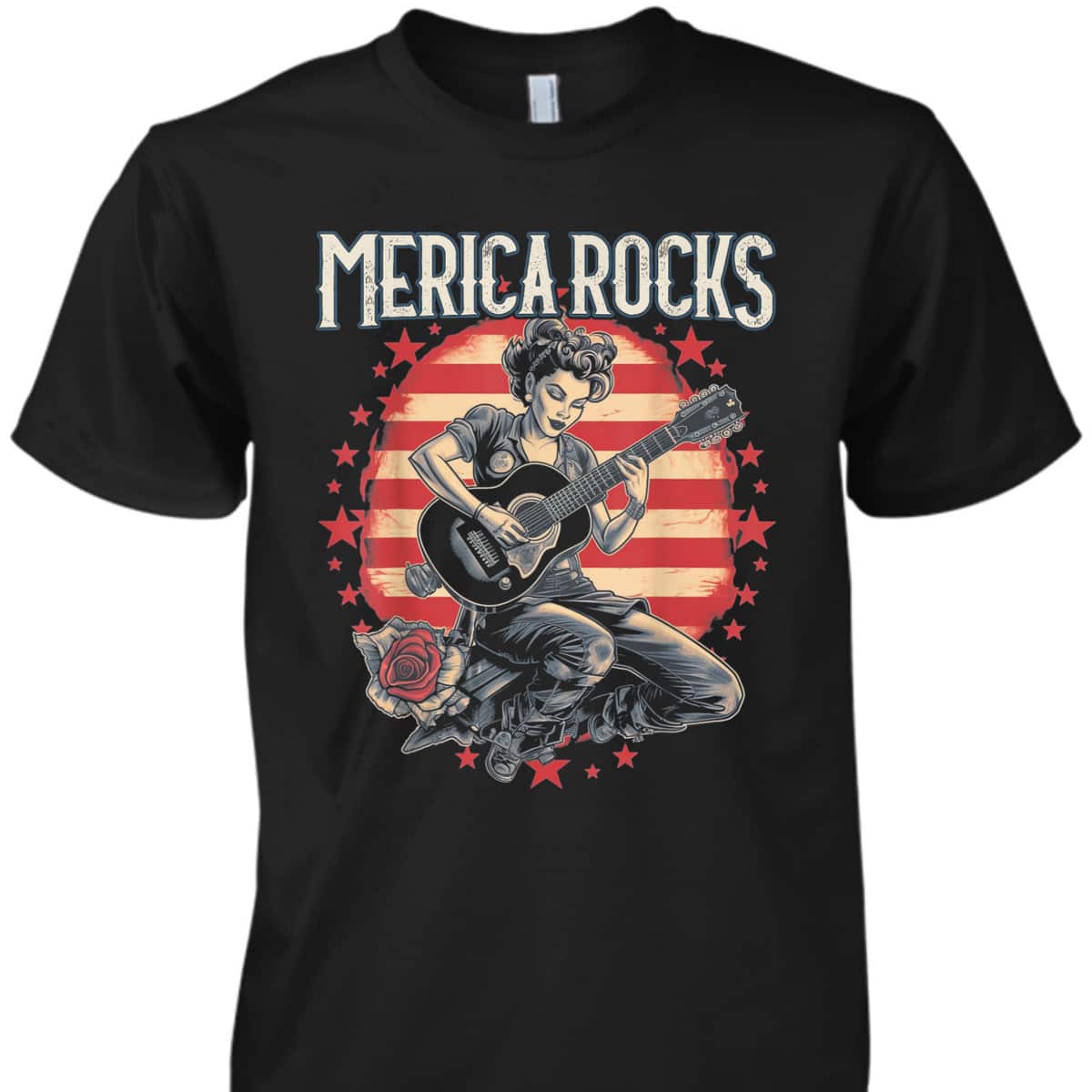 Rosie The Riveter 4th Of July Country Rock Music Funny T-Shirt