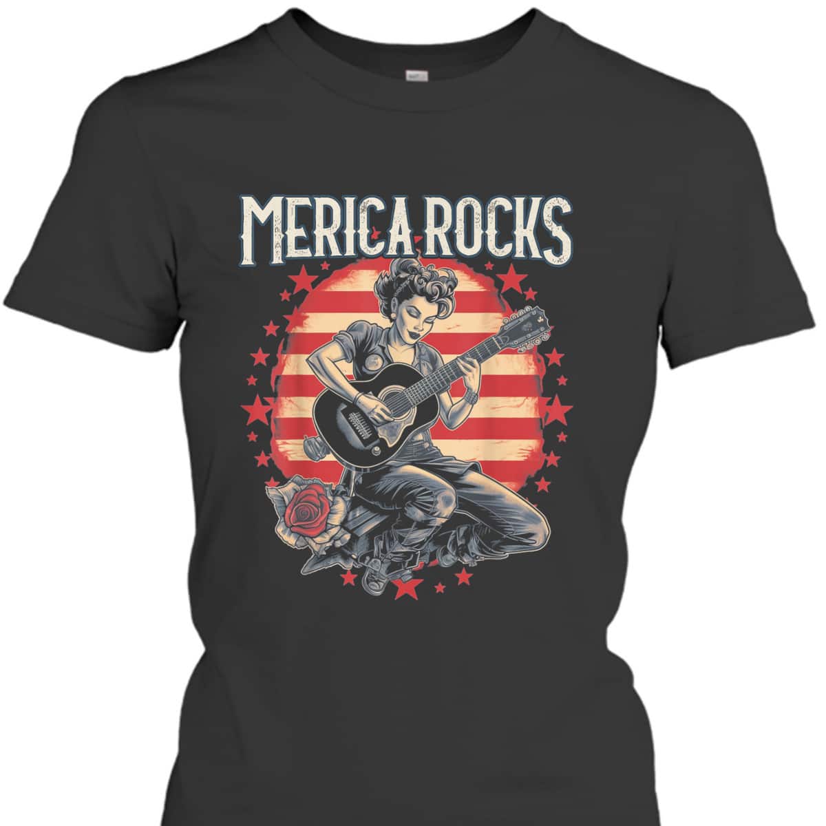 Rosie The Riveter 4th Of July Country Rock Music Funny T-Shirt