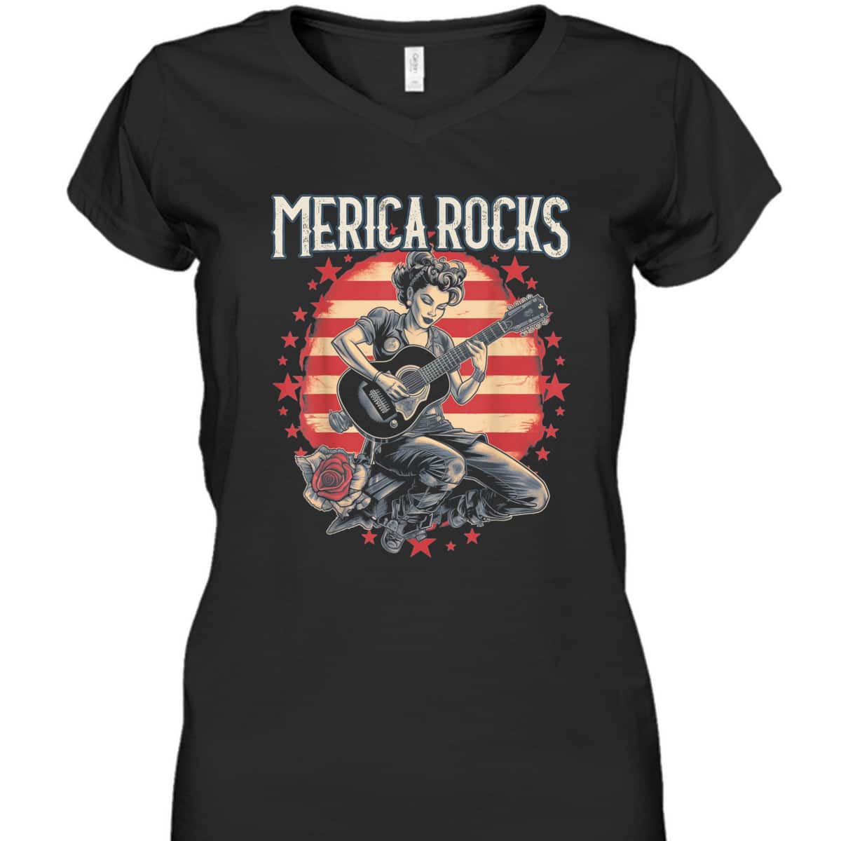 Rosie The Riveter 4th Of July Country Rock Music Funny T-Shirt