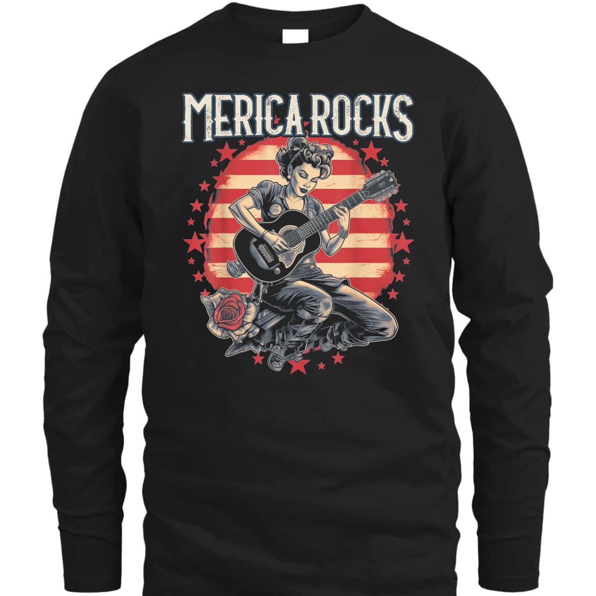 Rosie The Riveter 4th Of July Country Rock Music Funny T-Shirt