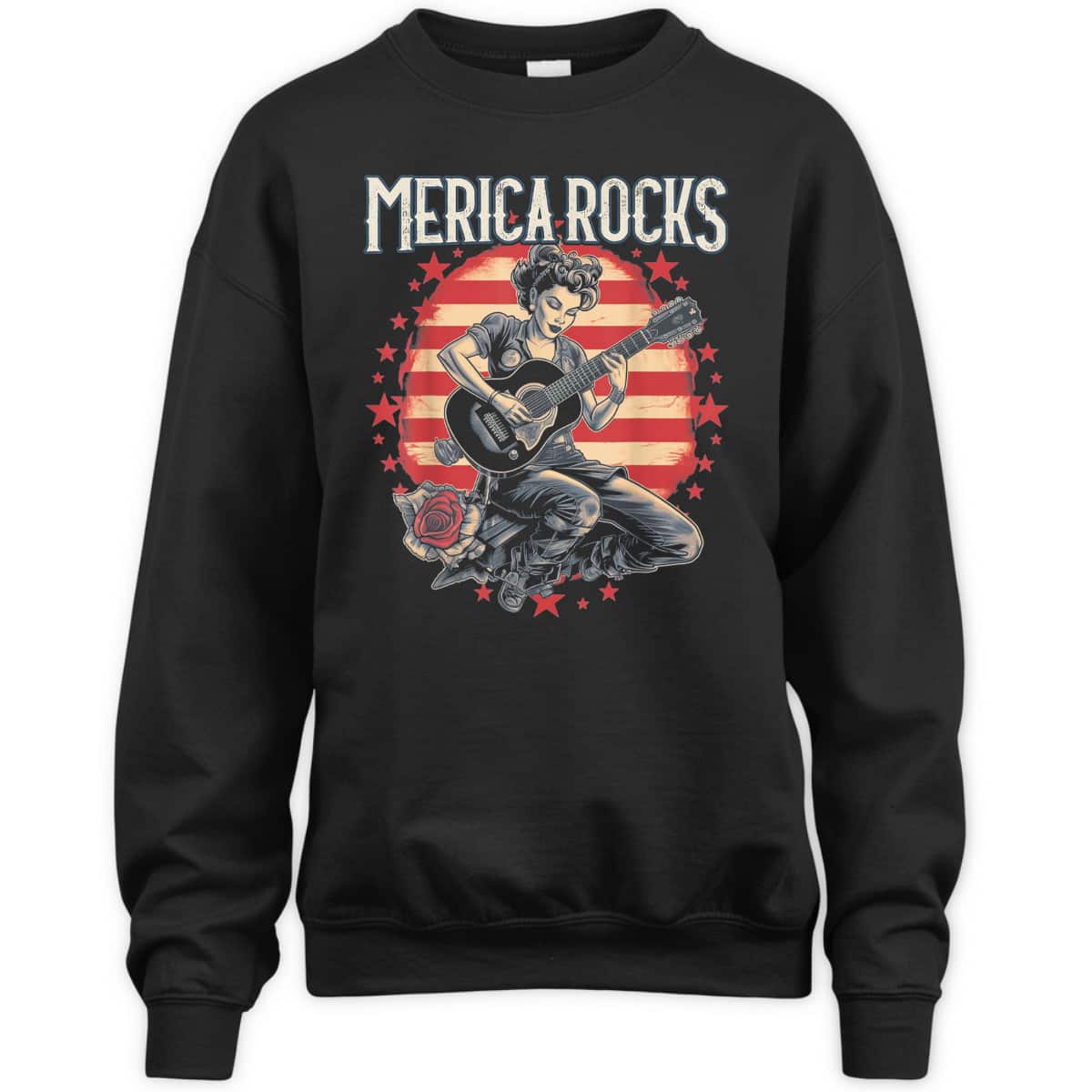 Rosie The Riveter 4th Of July Country Rock Music Funny T-Shirt
