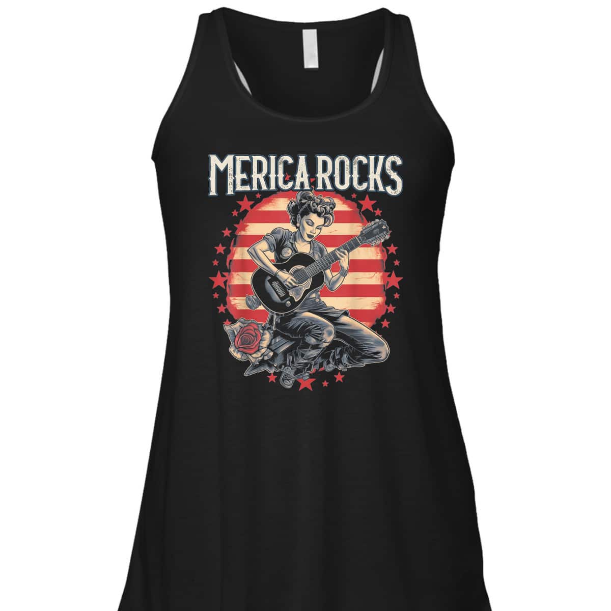 Rosie The Riveter 4th Of July Country Rock Music Funny T-Shirt