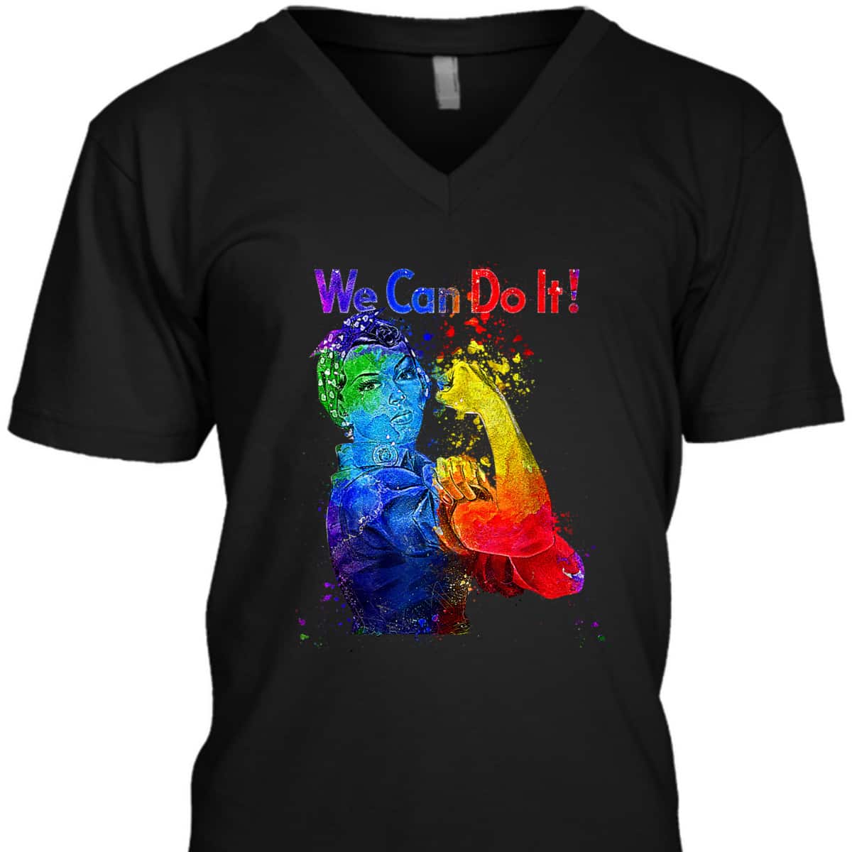 Rosie The Riveter We Can Do It Watercolor Colorful Art LGBTQ T-Shirt