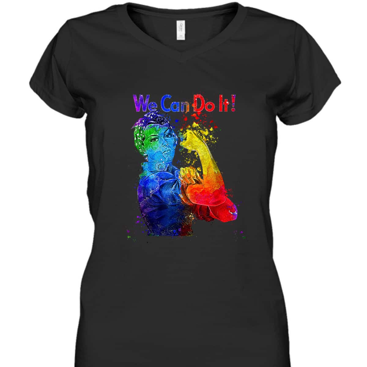 Rosie The Riveter We Can Do It Watercolor Colorful Art LGBTQ T-Shirt