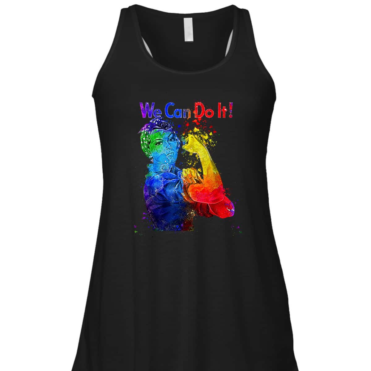 Rosie The Riveter We Can Do It Watercolor Colorful Art LGBTQ T-Shirt