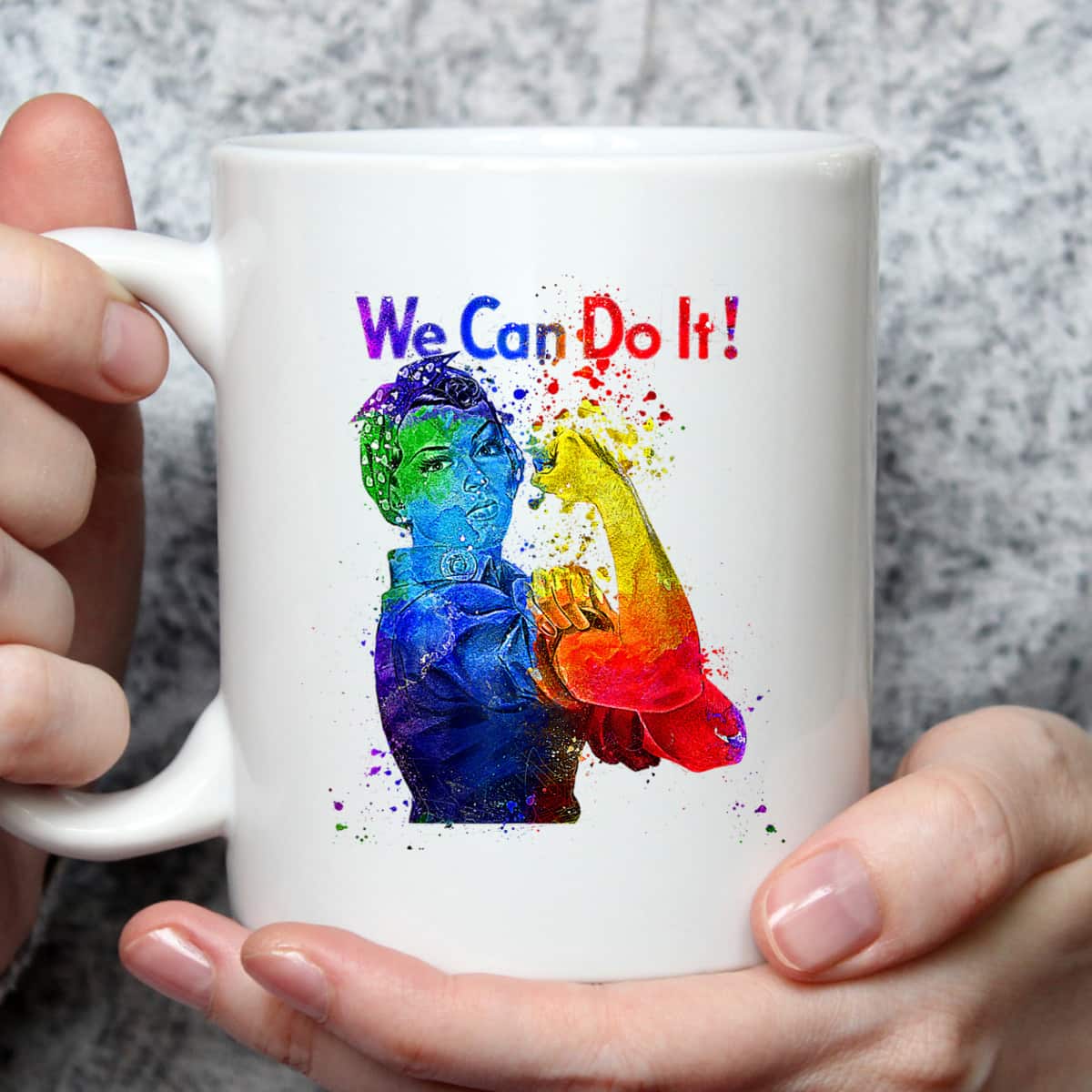 Rosie The Riveter We Can Do It Watercolor Colorful Art LGBTQ T-Shirt