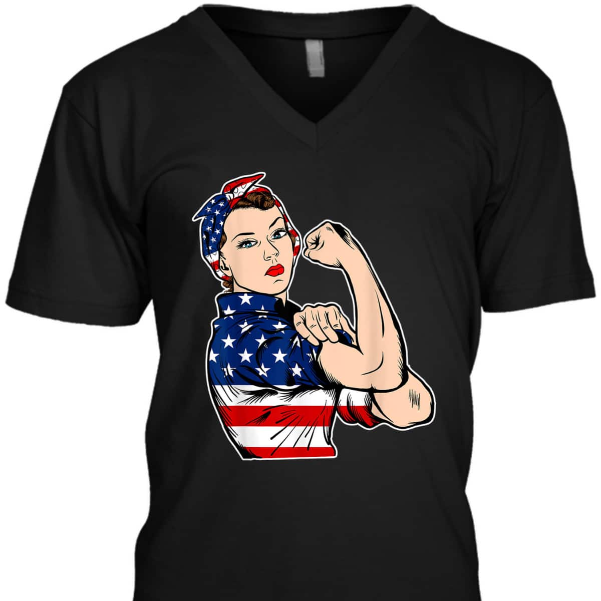 Rosie The Riveter Bandana Feminist USA Flag 4th Of July T-Shirt Rosie The Riveter Bandana Feminist USA Flag 4th Of July T-Shirt