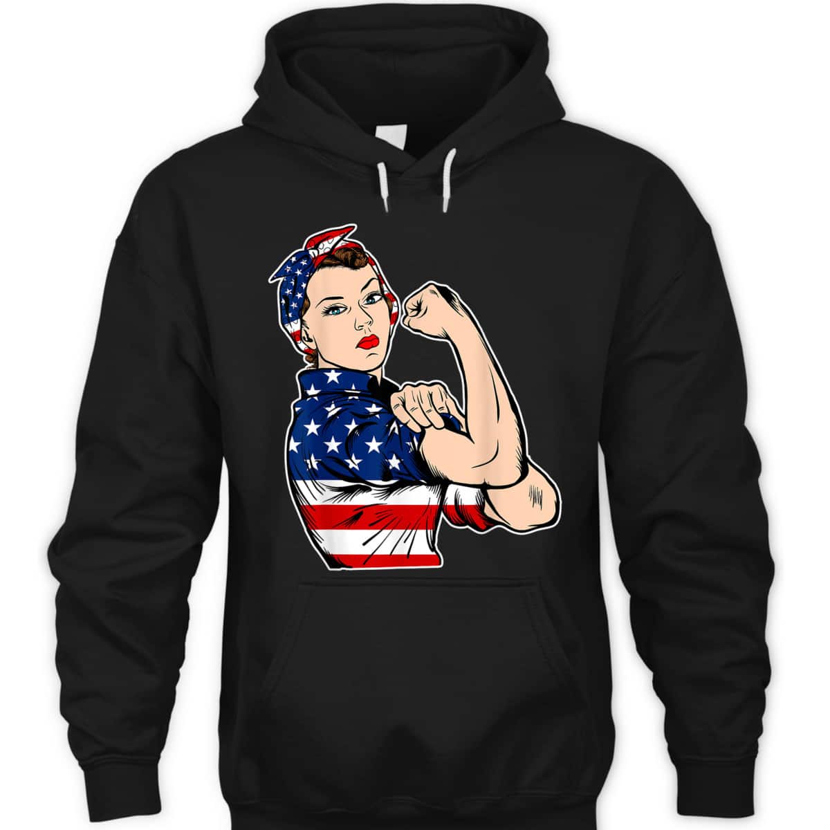 Rosie The Riveter Bandana Feminist USA Flag 4th Of July T-Shirt