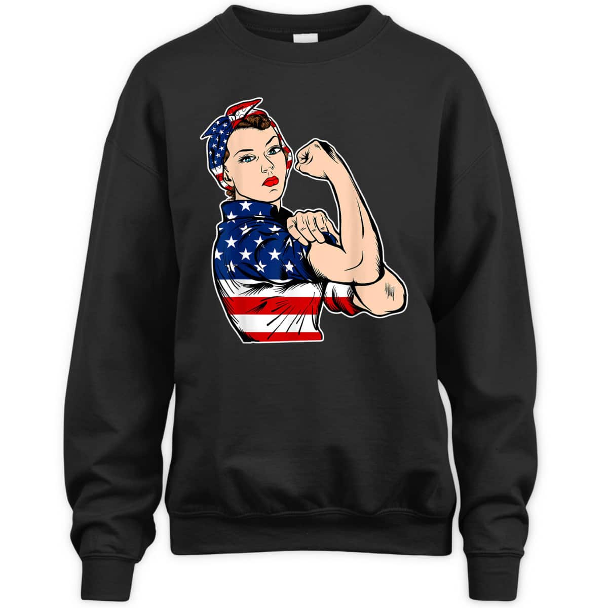 Rosie The Riveter Bandana Feminist USA Flag 4th Of July T-Shirt