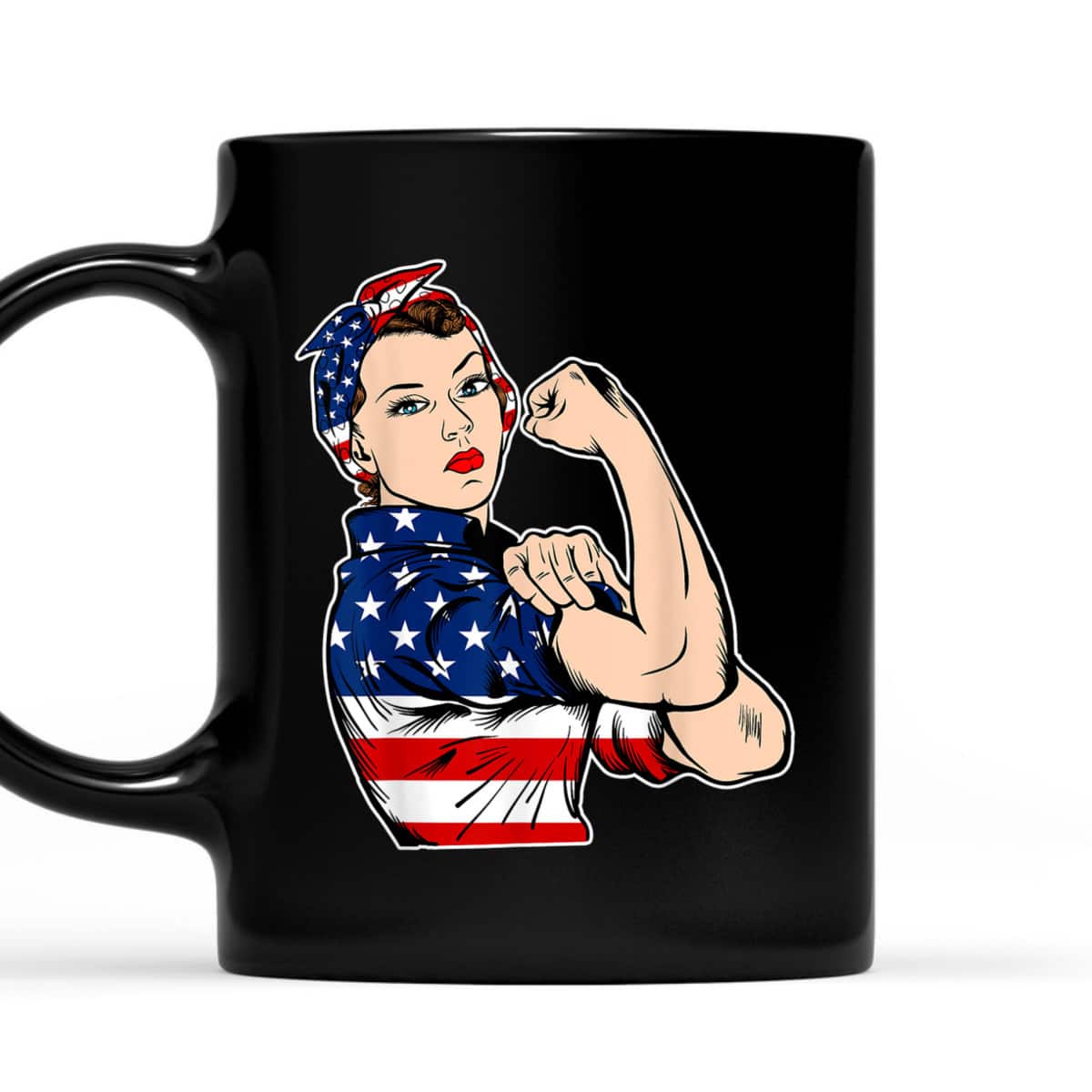 Rosie The Riveter Bandana Feminist USA Flag 4th Of July T-Shirt