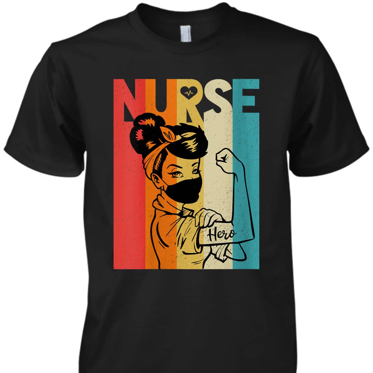 Womens Vintage Rosie The Riveter Nurse Face Mask Edition T-Shirt